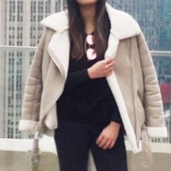 Zara Double-Faced Faux Shearling Biker Jacket - Picture 2 of 2